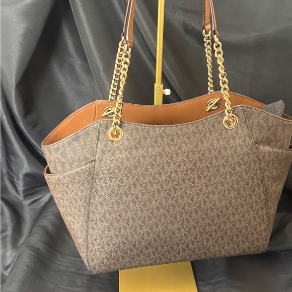 Michael Kors Signature Brown Large Chain Tote | NWT - Picture 3 of 12